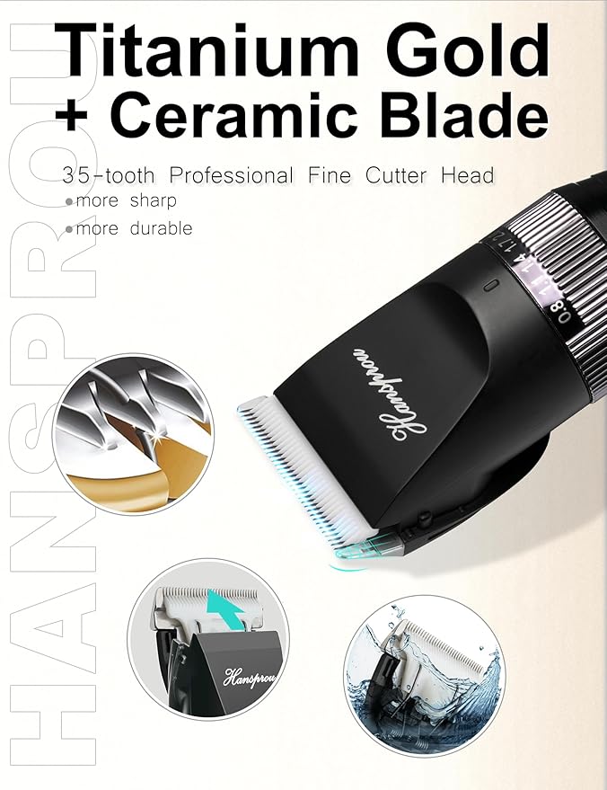 Dog Grooming Clippers, Professional 12V Dog Clippers for Thick Coats Corded Pet Trimmer Dog Hair Clippers with Guard Combs Brush for Dogs Cats