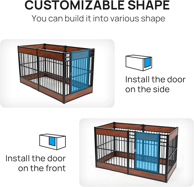 Dog Playpen, 31.5" Height Dog Pen Indoor, Heavy Duty, Safe and Sturdy, Furniture Style Puppy Pen (MAHOGANY)