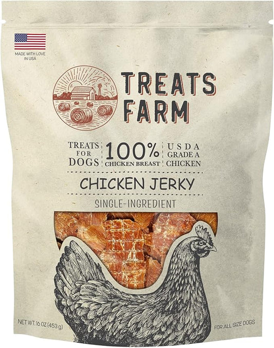 Treats Farm Chicken Jerky Dog Treats Made in USA All Natural (1LB)
