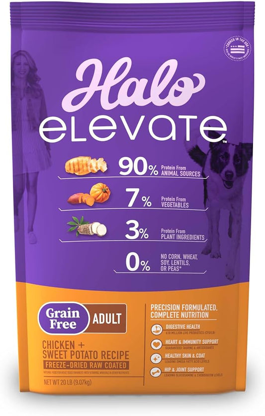 Halo Elevate Dry Dog Food, Grain Free Chicken Recipe, 20lb