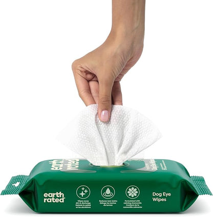 Earth Rated Pet Eye Wipes, Hypoallergenic Eye Wipes for Dogs & Cats to Remove and Reduce Tear Stains & Eye Discharge, Fragrance Free, 70 Count