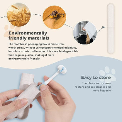 Ultra Soft Nano Bristles Dog Toothbrush,Pet Dental Care Kit,3 Sided Design for Easy Teeth Cleaning,Suitable for All Dogs,for Your Pet's Sensitive Teeth and Gums