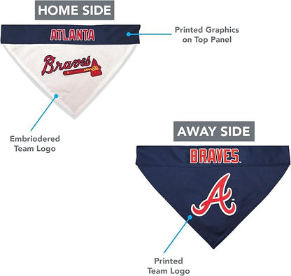 Pets First BRV-3217-S-M MLB Dog Bandana - Atlanta Braves Reversible Pet Bandana, Small/Medium, MLB Team Color