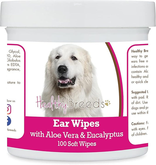 Healthy Breeds Great Pyrenees Ear Cleaning Wipes with Aloe & Eucalyptus for Dogs 100 Count