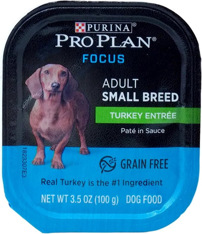 Purina Pro Plan Small Breed Grain Free Wet Dog Food - (6) Turkey (3.5oz) - Plus Mini Rope Toy and Fun Facts Booklet Bundle