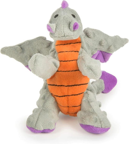 goDog Bubble Plush Dragons Squeaky Dog Toy, Chew Guard Technology - Gray, Small