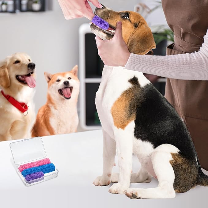 MEWTOGO Dog Toothbrush - Finger Toothbrush for Medium Large Dogs, 360° Food Grade Silicone Dog Tooth Brushing Kit with Storage Box for Dog Teeth Cleaning Dental Care, 12 Pcs