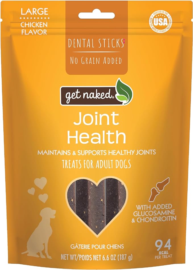 Get Naked Grain Free 1 Pouch 6.6 Oz Joint Health Dental Chew Sticks, Large