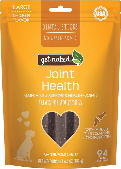 Get Naked Grain Free 1 Pouch 6.6 Oz Joint Health Dental Chew Sticks, Large