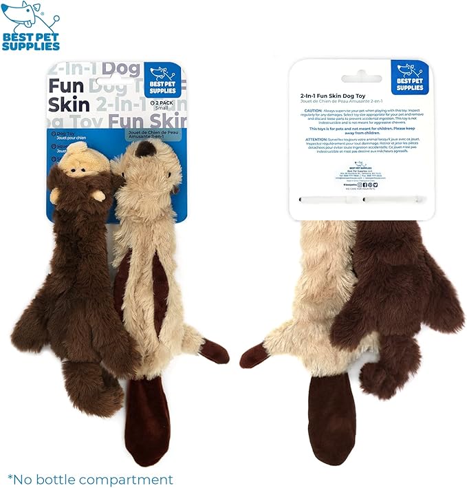 Best Pet Supplies Stuffing Free Squeaky Dog Toys for Small Dogs, Medium Dogs, and Large Dogs, Durable, Best Dog Chew Toy for Teething Puppy, Indoor Play - Monkey, Squirrel, Small