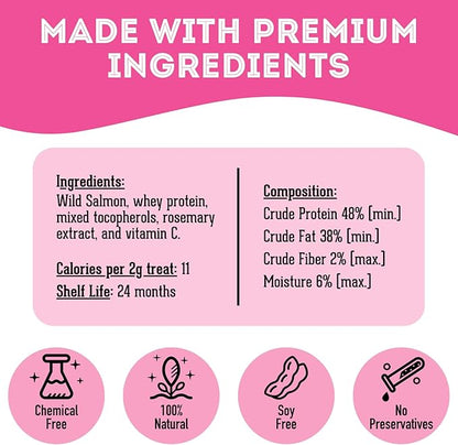 Freeze Dried Salmon Treats for Dogs & Cats (1.76 oz, Pack of 1) - Single Ingredient Dog Treats, Cat Treats - Natural Dog Treats, Grain Free