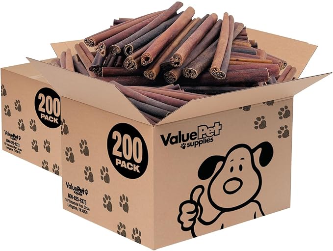 ValueBull Collagen Sticks, Beef Dog Chews, Jumbo 12 Inch, 400 Count WHOLESALE PACK - Natural & Safe, Single Ingredient, Rawhide-Free, Long Lasting, Healthy for Hips, Joints, Skin & Coat