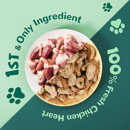 Freeze Dried Chicken Heart Pet Treats, High Protein Freeze-Dried Pet Food for Dogs, Cats, Fresh Ingredient, 3.2oz, Rawhide Free, Gluten&Grain Free