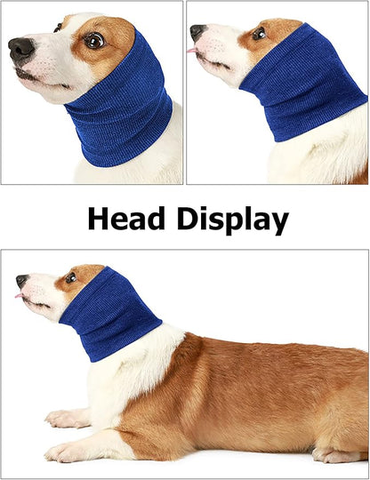 2PC Pet Calming Cap Blue Grey Dog Snood Ear Protector Relief Ear Muffs for Small Medium Large Dogs Cats Small