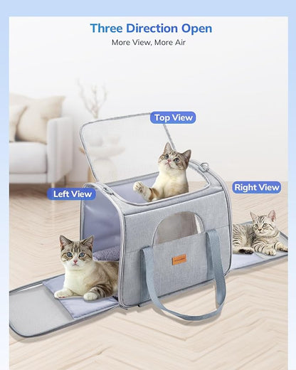 Morpilot Dog Carrier with Wheels Pet Carrier Airline Approved, Cat Carrier with Wheels Large for 2 Cats, Rolling Puppy Stroller Detachable and Foldable Pet Travel Bag Gray