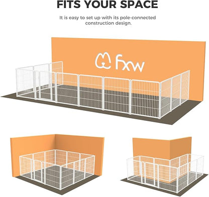 FXW Homeplus Dog Playpen Designed for Indoor Use, 32" Height for Medium Dogs, White│Patented