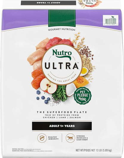 Nutro Ultra Adult Dry Dog Food with a Trio of Proteins from Chicken, Lamb and Salmon, 13 lb. Bag