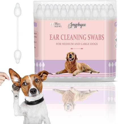 Dog Ear Cleaner Infection Treatment Ear Cleaning Swabs Qtips, Safe Gourd-Shaped Design for Dog and Cat Cleaning, Pet Ear Cleaner Solution, Tools to Prevent Ear Injuries and Irritation-Large