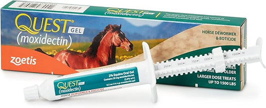 Quest Gel Moxidectin Horse Dewormer, Early Grazing Season recommended for Horses and Ponies 6 months and older, 0.5oz Sure-Dial Syringe
