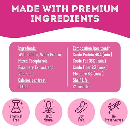 Freeze Dried Salmon Treats for Dogs & Cats (1.76 oz, Pack of 1) - Single Ingredient Dog Treats, Cat Treats - Natural Dog Treats, Grain Free