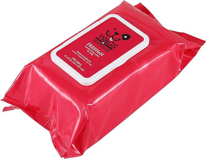 Wags & Wiggles Freshen Deodorizing Wipes for Dogs | Eliminate Odors from Your Dog's Coat | Fresh Strawberries, 100 Count | Easy and Convenient Way to Freshen Your Pet without A Bath, FF12825