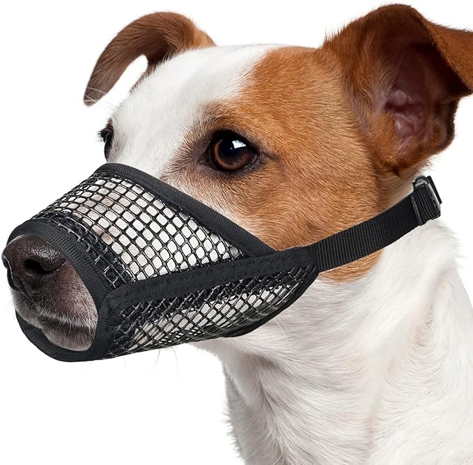 Mayerzon Dog Muzzle, Soft Mesh Muzzles for Small Medium Large Dogs Chihuahua Poodle Husky Labrador Retriever, Breathable Dog Mouth Guard for Biting Chewing Grooming, Allow Panting Drinking