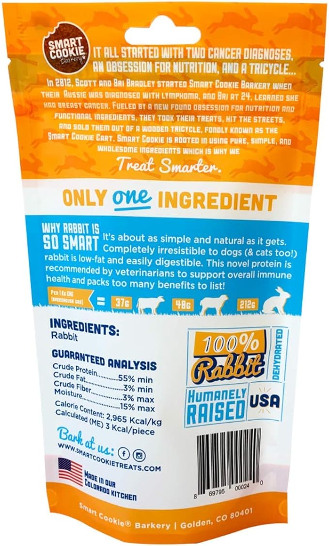 Single Ingredient Rabbit Jerky Dog Treats - Bite Size Training Treats for Dogs and Puppies with Allergies and Sensitive Stomachs - Dehydrated, 100% Meat, Made in USA - 3oz, Pack of 1