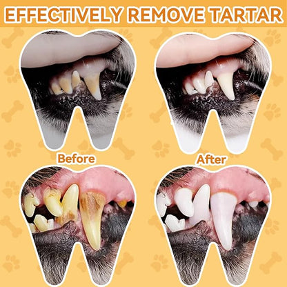 Dog Teeth Cleaning Wipes for Dogs & Cats 60 Counts, Dog Dental Care Wipes, Dog Tooth Brushing Kit Dental Wipes, Remove Bad Breath by Reducing Tartar Buildup & Freshens Breath