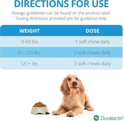 PRN Pharmacal Duralactin Canine Joint Plus - Joint Health Supplement for Dogs & Puppies to Support Healthy Cartilage Levels & Joint Function while Helping Manage Soreness - 60 Soft Chews
