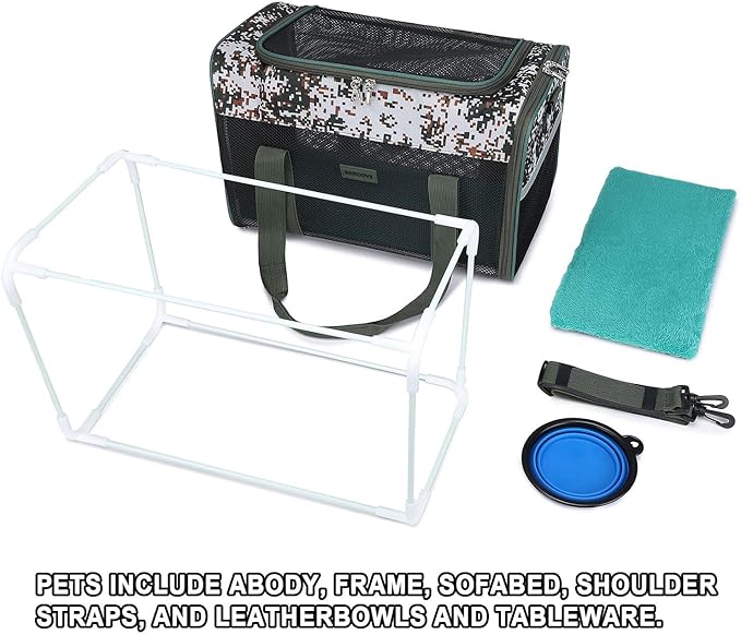 Frame Type Soft Surface Special pet Carrier, Soft Bread, cat, Dog and Rabbit Transport Carrier, and Carrier Approved by Airlines for pet Transport. (Large, Army Gray)