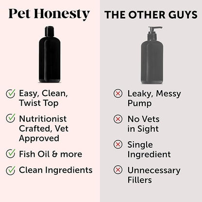 Pet Honesty Wild Alaskan Salmon Oil, Omega-3 Fish Oil for Dogs and cats, Fatty Acids, Salmon Oil for Dogs, Skin and Coat health, Pure Dog Food Topper, Supports Joints, Brain & Heart Health - 16 oz