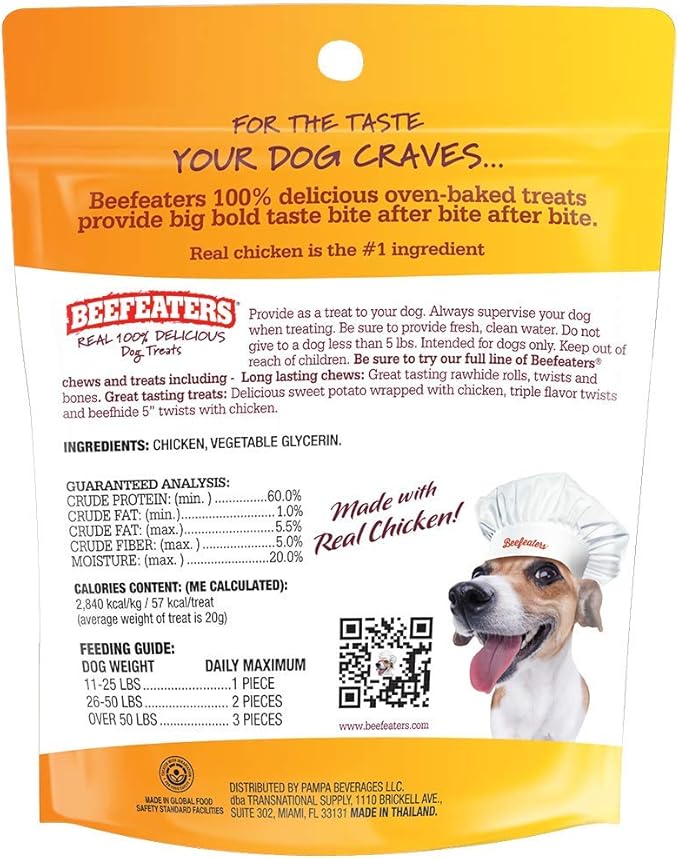Beefeaters Dog Treats - Chicken Jerky Strips 38oz | Dog Food 100% Real Chicken Breast | Grain-Free, No Additives | Dog Trainig Treats & Healthy Growth | Allergy-Friendly