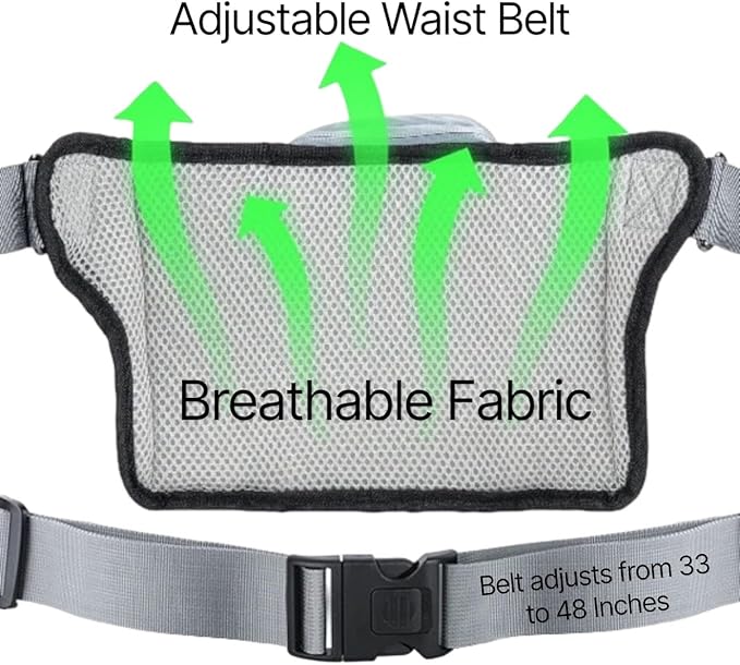 Retractable Bungee Hands Free Dog Leash with Zipper Pouch, Padded Waist Dog Leash, Dog Running Leash Handsfree with Dual Handles and Reflective Stitching for Walking Running Jogging Hiking, Waist Belt