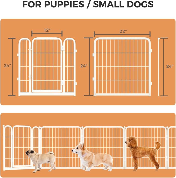 FXW Homeplus Dog Playpen Designed for Indoor Use, 24" Height for Puppy and Small Dogs, White│Patented