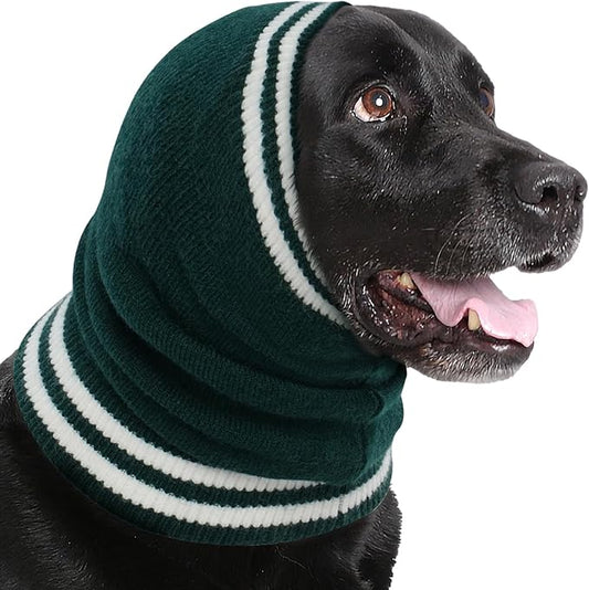 IECOii Ear Covers for Dogs,Quiet Ear Covers Hood for Noise,Warm Stretchy Pet Ear Protector for Bathing and Grooming,Dog Ear Muffs Noise Protection-Vacuum Cleaner,Calming Snoods for Dogs Large,Green-L