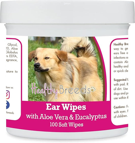 Healthy Breeds Chinook Ear Cleaning Wipes with Aloe & Eucalyptus for Dogs 100 Count
