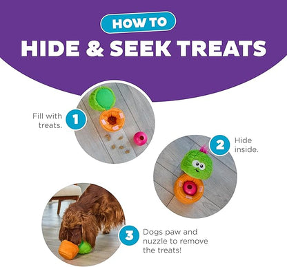 Outward Hound Nina Ottosson Snack Palz Interactive Plush Dog Puzzle with Treat Ball, Dog Enrichment Toys, Stuffable Dog Toy, Plush, Cactus, Green