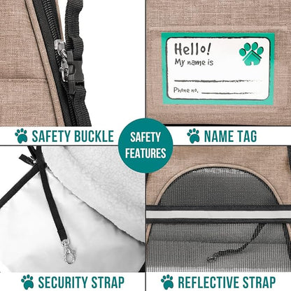 PetAmi Airline Approved Pet Carrier for Cat, Soft Sided Dog Carrier for Small Dog, Cat Travel Supply Accessories Indoor Cat, Ventilated Pet Carrying Bag Medium Large Kitten Puppy, Small Heather Taupe