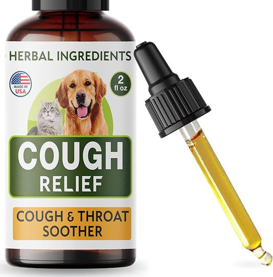 Kennel Cough Herbal Drops for Dogs & Cats - Cough Relief - Throat Soother - Dry and Wet Pet Cough - Made in US - 2 Fl Oz