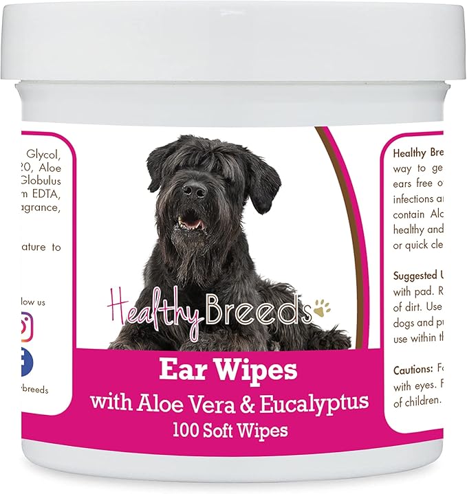 Healthy Breeds Black Russian Terrier Ear Cleaning Wipes with Aloe & Eucalyptus for Dogs 100 Count