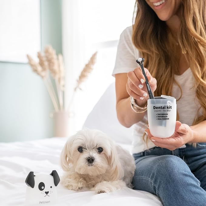 Puppy and Toy Breed Dental Kit with Toothbrush, Toothpaste and Microfiber Cleaner