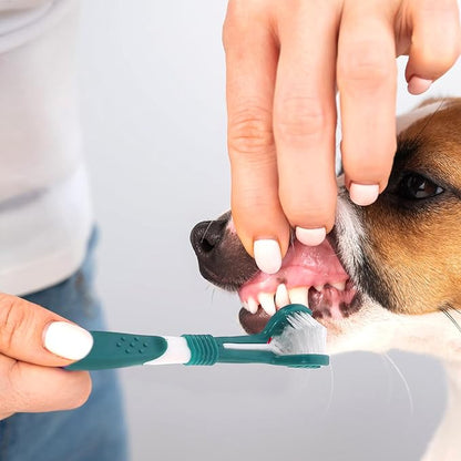 POPETPOP 5pcs 3-Sided Dog Toothbrush Cat Teeth Cleaning Brush Handle Toothbrushes Dental Care for Pets Puppy Kitten