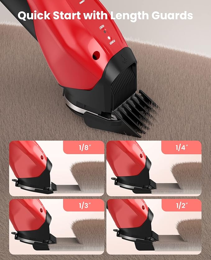 DOG CARE Smart Dog Clippers for Grooming with 3 Speeds, Auxiliary Light, Cordless Professional Dog Grooming Clippers, Low Noise Rechargeable Heavy-Duty Pet Hair Shaver for Dog Cat 2024 Upgraded