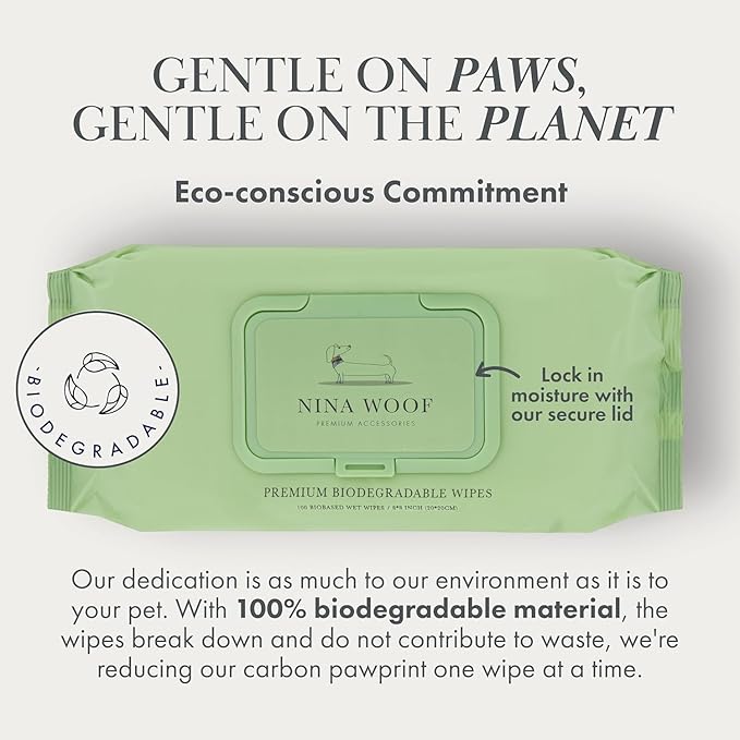 Premium Dog Wipes Cleaning Wipes for Dogs Cat Wipes Pet Wipes Biodegradable Non-Scented Non Alcohol Wipes w/Aloe Vera Plant Puppy Wipes Dog Paw Wipes Dog Face Wipes Great for Puppy Pads