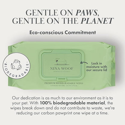 Premium Dog Wipes Cleaning Wipes for Dogs Cat Wipes Pet Wipes Biodegradable Non-Scented Non Alcohol Wipes w/Aloe Vera Plant Puppy Wipes Dog Paw Wipes Dog Face Wipes Great for Puppy Pads