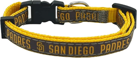 MLB CAT Collar San Diego Padres Satin Cat Collar Baseball Team Collar for Dogs & Cats. A Shiny & Colorful Cat Collar with Ringing Bell Pendant
