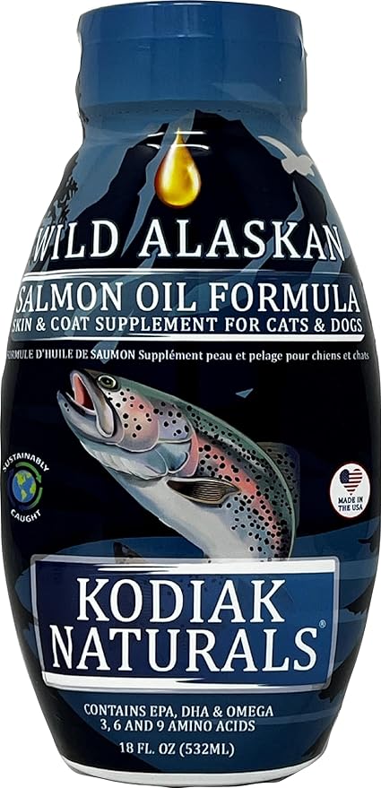 18oz Wild Alaskan Salmon Oil Formula for Dogs & Cats, a Balanced Blend of Pure Fish Oils with EPA and DHA from Wild-Caught Fish. Support for Skin & Coat, Joints, and Immune Health.