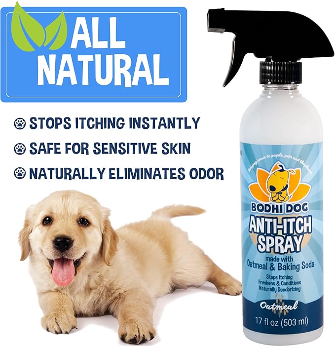 Bodhi Dog Anti Itch Spray | 100% Natural Soothing Relief for Dry, Itchy, Bitten or Allergy Damaged Skin Treatment | Anti Itch Spray for Dogs & Cats | Made in USA (Oatmeal, 17 oz)