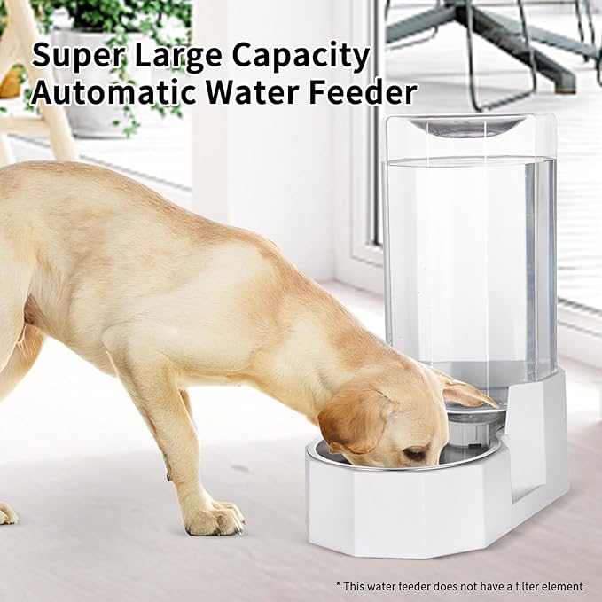 RIZZARI Automatic 8L Gravity Pet Water Dispenser with Stainless Steel Bowls, 100% BPA-Free,Safe and Large Capacity, Suitable for Small and Medium-Sized Cats and Dogs (8L Without Filter)