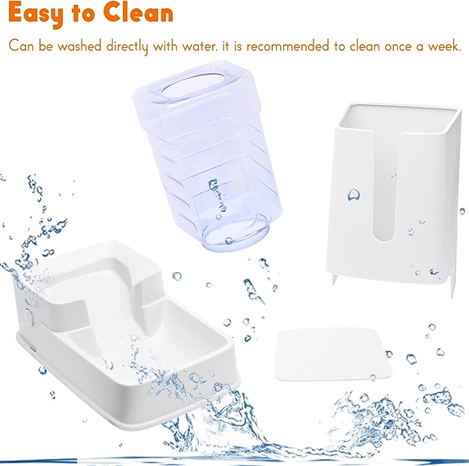 Automatic Cat Feeder and Cat Water Dispenser in Set 2 Packs Automatic Dog Feeder and Dog Water Dispenser 1 Gallon for Small Medium Big Dog Pets Puppy Kitten (white)